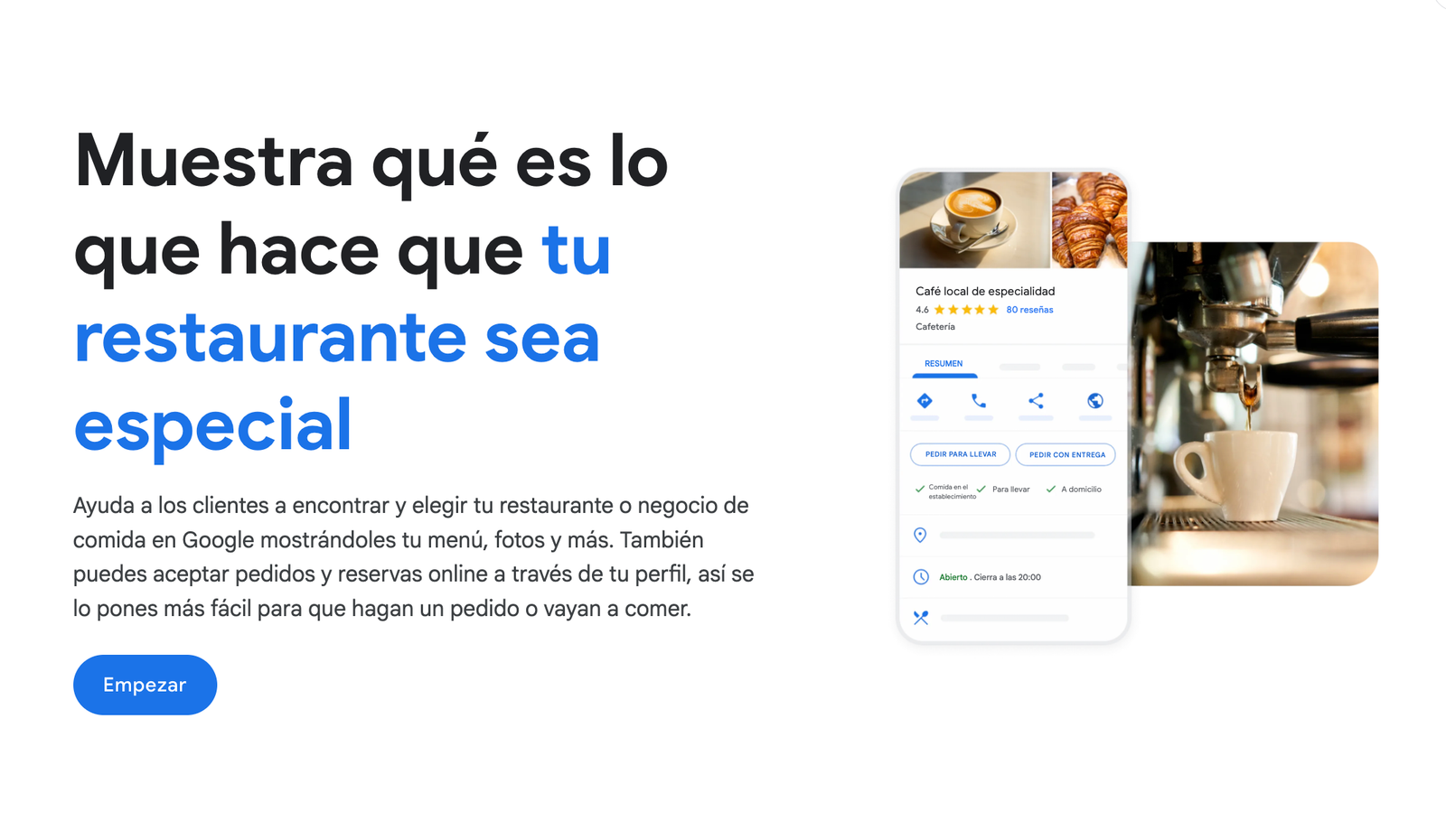 Configuración de Google Business Profile para restaurantes